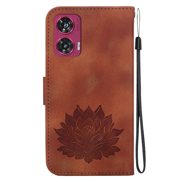 For Motorola Edge 50 Fusion Lotus Embossed Leather Phone Case(Brown)
