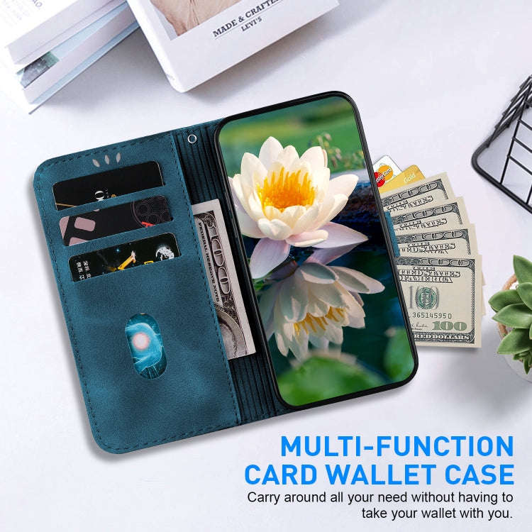 For Motorola Edge 50 Fusion Lotus Embossed Leather Phone Case(Dark Blue)