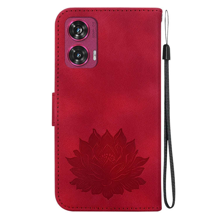 For Motorola Edge 50 Fusion Lotus Embossed Leather Phone Case(Red)