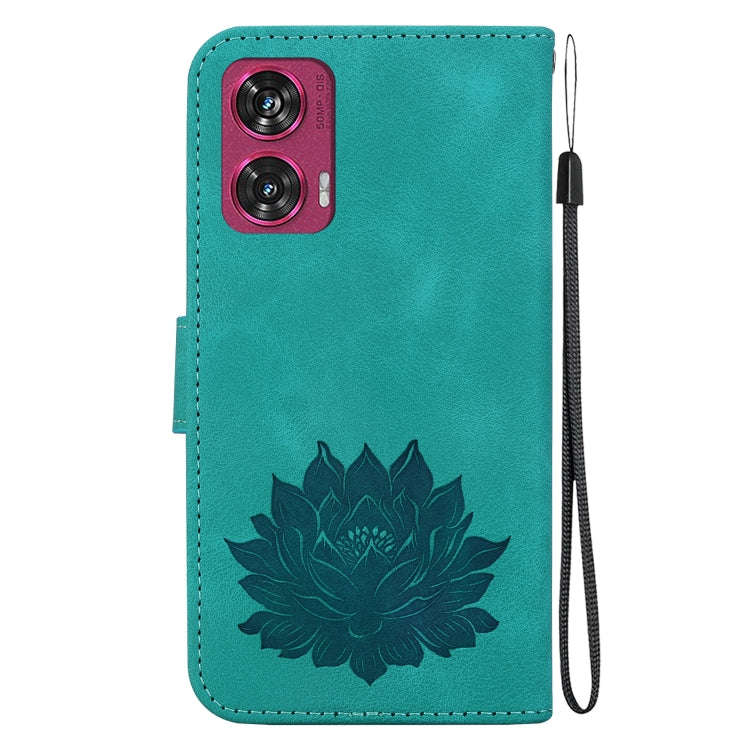 For Motorola Edge 50 Fusion Lotus Embossed Leather Phone Case(Green)