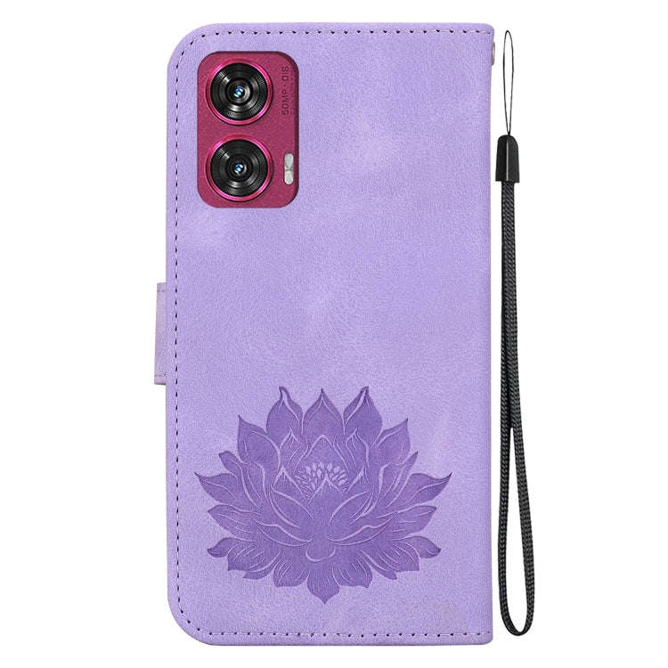 For Motorola Edge 50 Fusion Lotus Embossed Leather Phone Case(Purple)