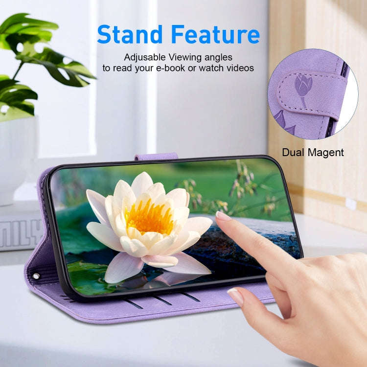 For Motorola Edge 50 Fusion Lotus Embossed Leather Phone Case(Purple)