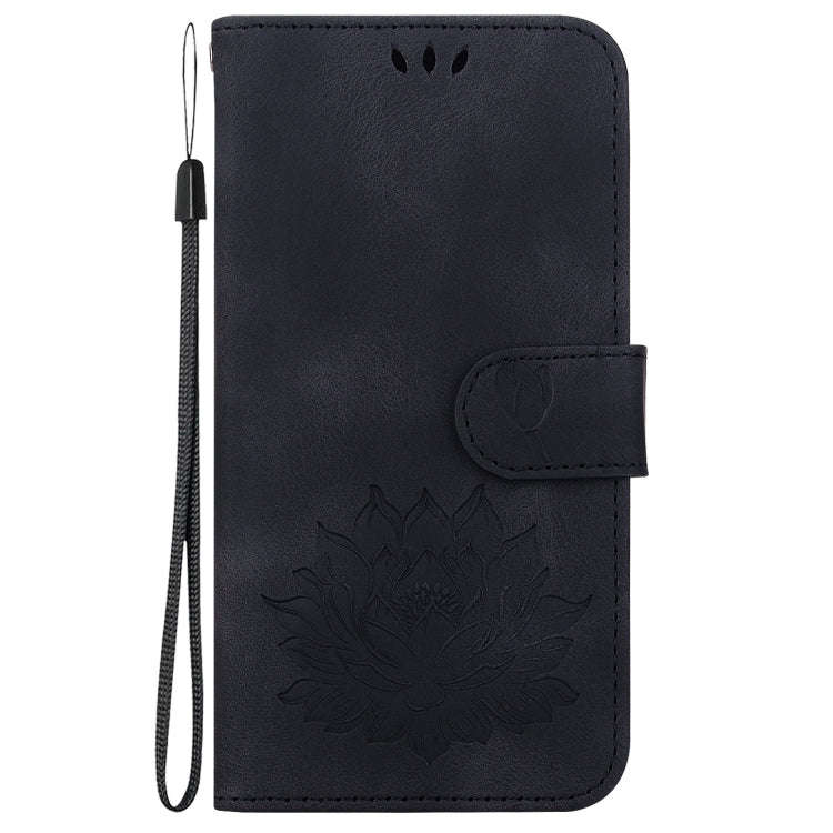 For Motorola Edge 50 Fusion Lotus Embossed Leather Phone Case(Black)
