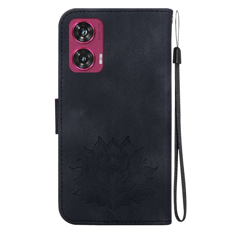 For Motorola Edge 50 Fusion Lotus Embossed Leather Phone Case(Black)