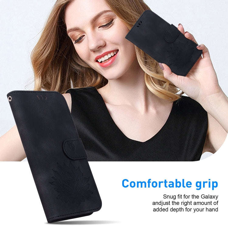 For Motorola Edge 50 Fusion Lotus Embossed Leather Phone Case(Black)