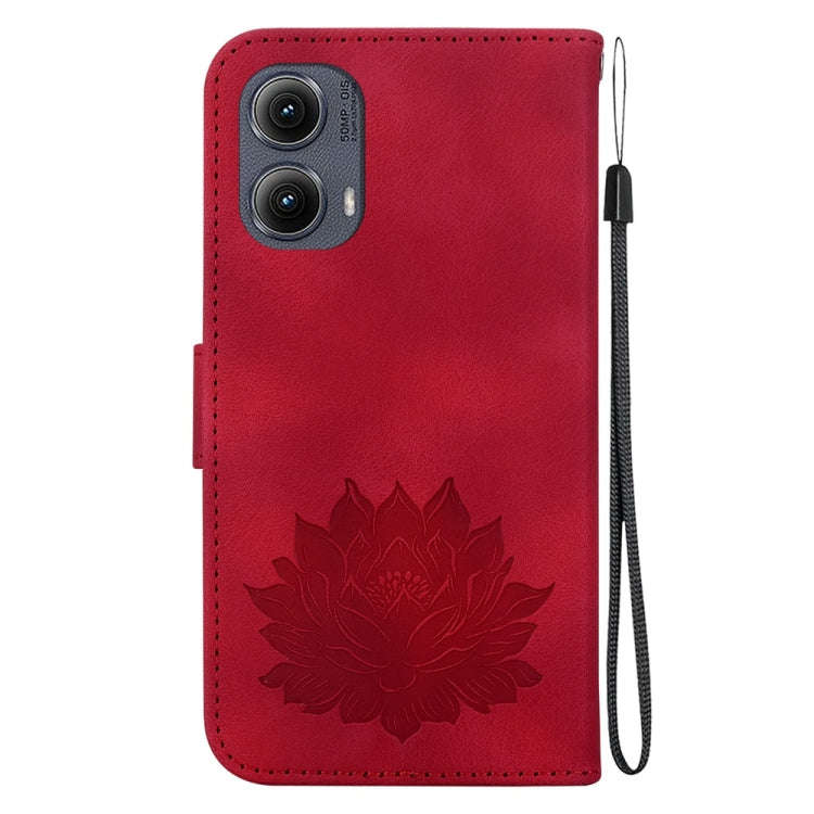 For Motorola Edge 2024 Lotus Embossed Leather Phone Case(Red)