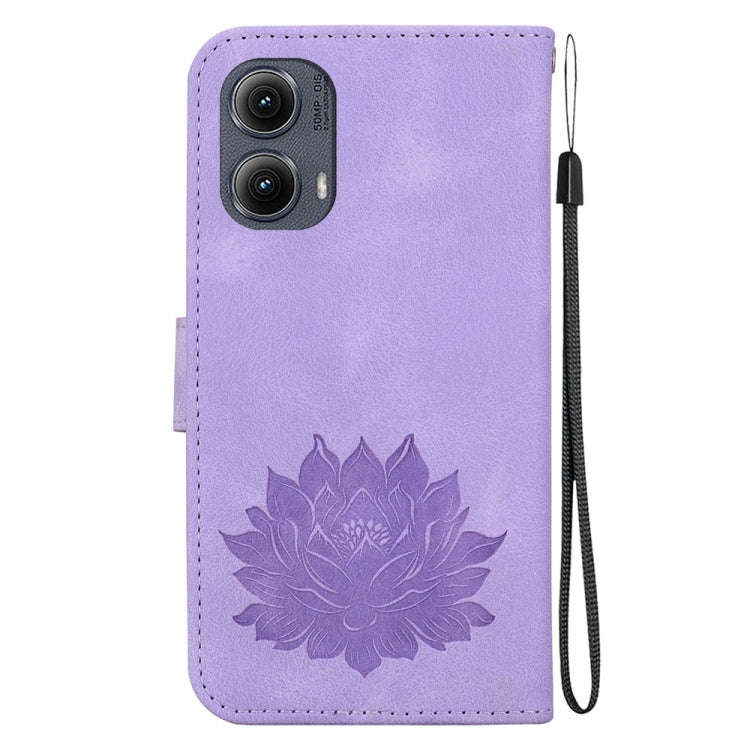 For Motorola Edge 2024 Lotus Embossed Leather Phone Case(Purple)