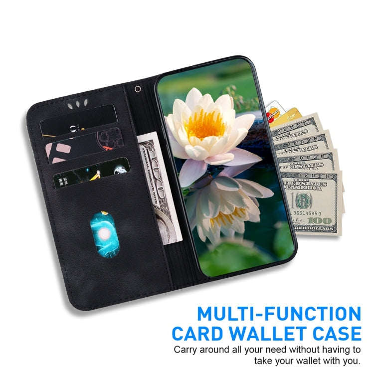 For Motorola Edge 2024 Lotus Embossed Leather Phone Case(Black)