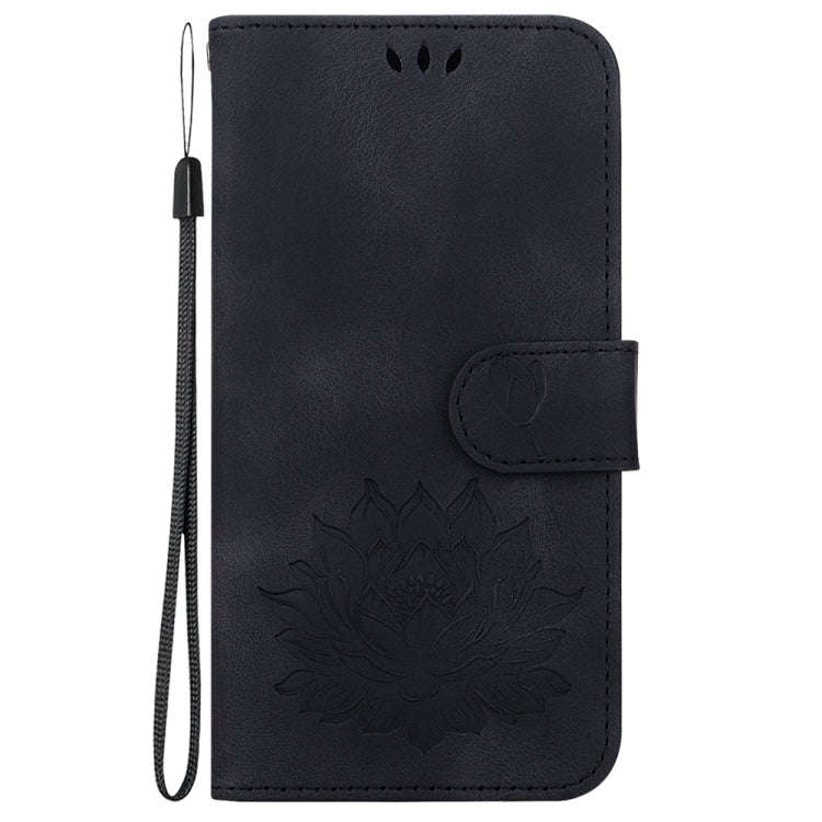 For Motorola Moto G04s / Moto E14 Lotus Embossed Leather Phone Case(Black)