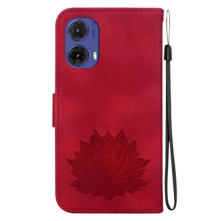 For Motorola Moto G85 Lotus Embossed Leather Phone Case(Red)