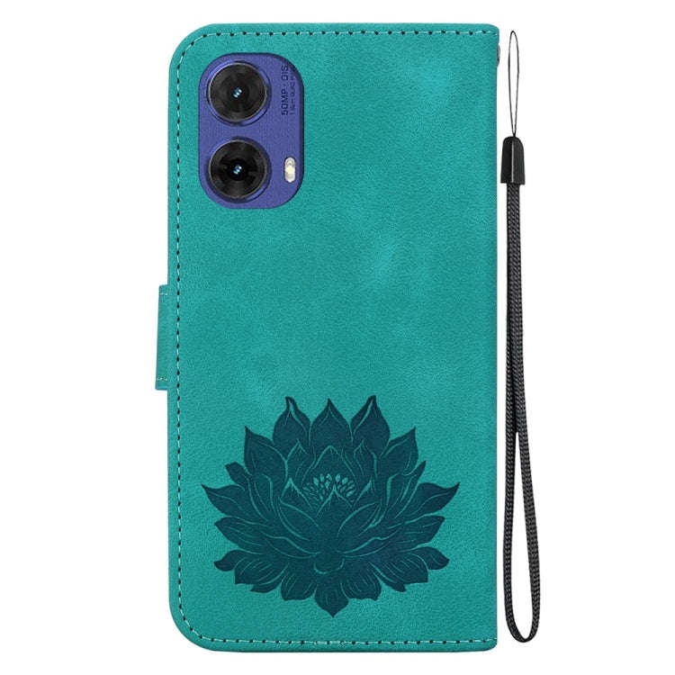 For Motorola Moto G85 Lotus Embossed Leather Phone Case(Green)