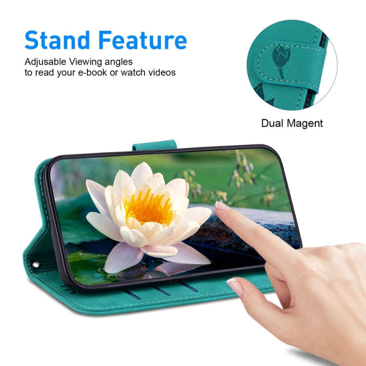 For Motorola Moto G85 Lotus Embossed Leather Phone Case(Green)