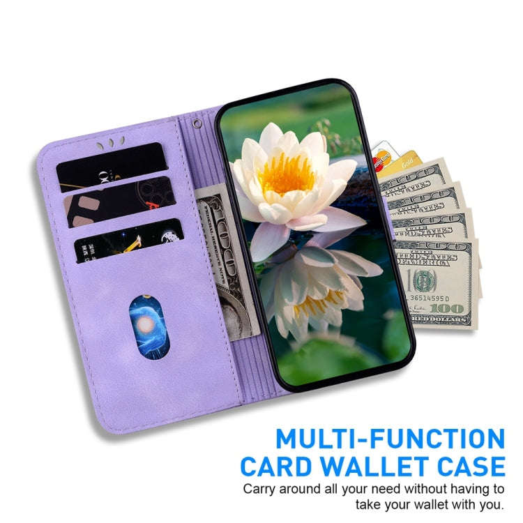 For Motorola Moto G85 Lotus Embossed Leather Phone Case(Purple)