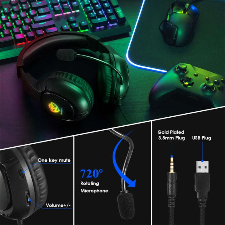 SoulBytes S20 RGB Light Gaming Headset with Mic(Black)