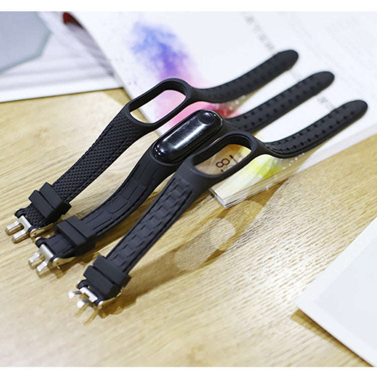 For Xiaomi Mi Band 4 / 3 Silicone Two-color Thread Watch Band, Style:Single Bead Texture(Red)