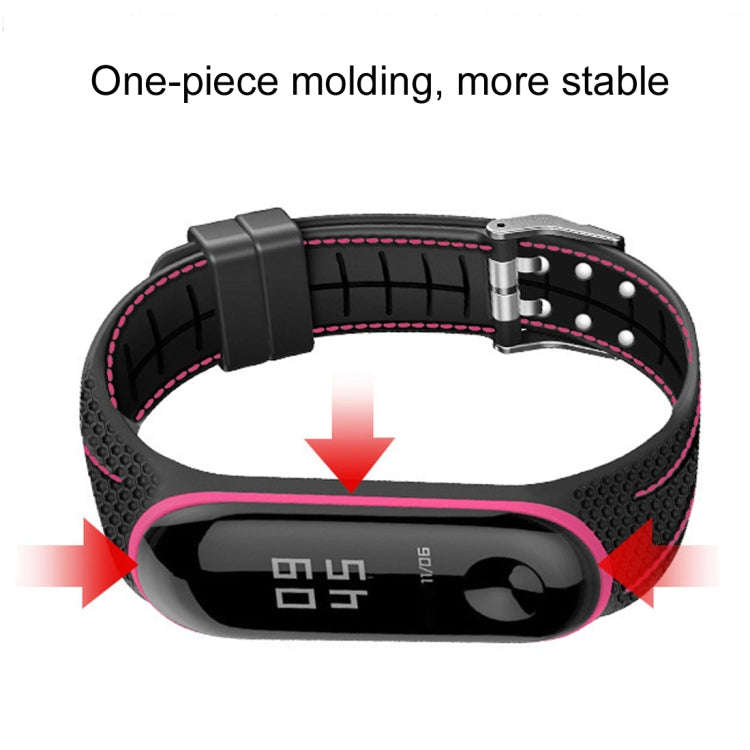 For Xiaomi Mi Band 4 / 3 Silicone Two-color Thread Watch Band, Style:Single Bead Texture(Red)