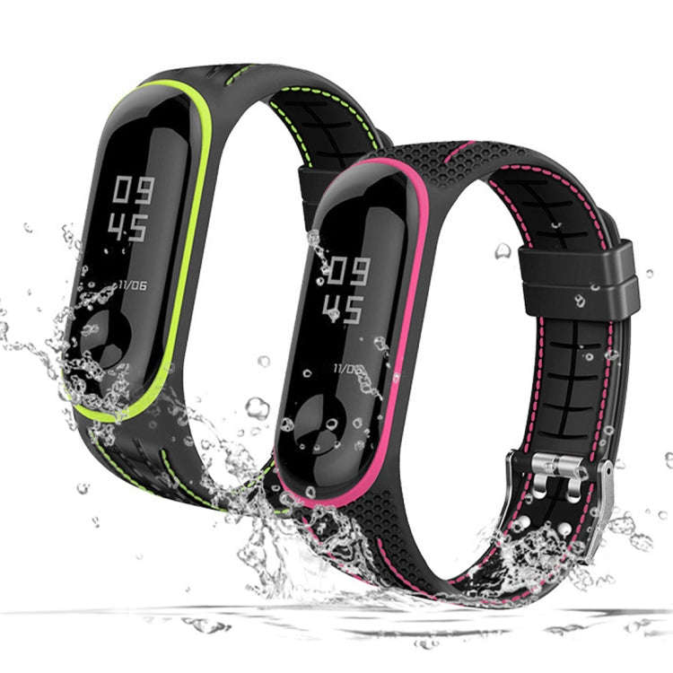 For Xiaomi Mi Band 4 / 3 Silicone Two-color Thread Watch Band, Style:Single Bead Texture(Red)