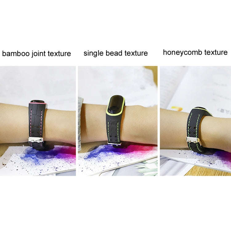 For Xiaomi Mi Band 4 / 3 Silicone Two-color Thread Watch Band, Style:Single Bead Texture(Red)