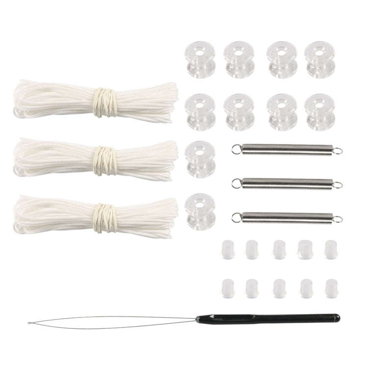 27pcs / Set RV / Yacht Pleated Shade Accessories Pull Cord Double Wheel Plug Spring(White)