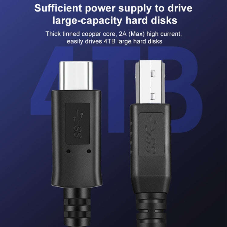 USB-C / Type-C3.1 to USB3.0 Male Square Port Printer Extension Data Cable, Length:1m(Black)