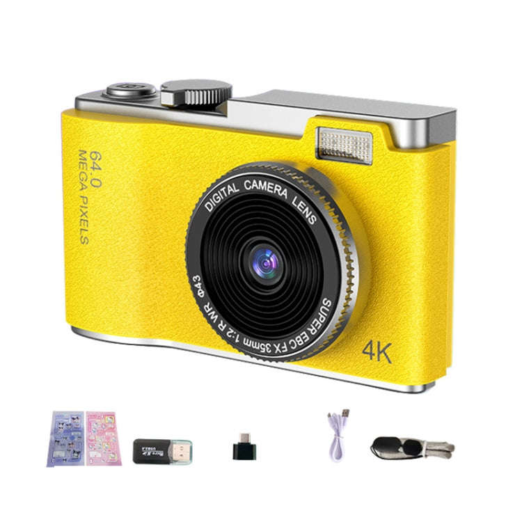 LK003 2.4 inch Dual-lens 4K HD CCD Camera Retro Kids Camera(Yellow)