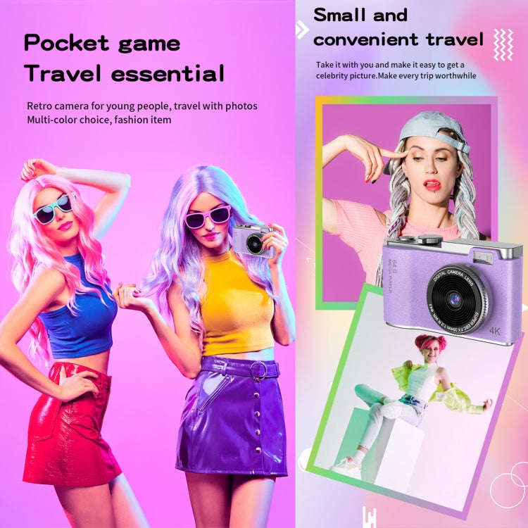 LK003 2.4 inch Dual-lens 4K HD CCD Camera Retro Kids Camera(Pink)