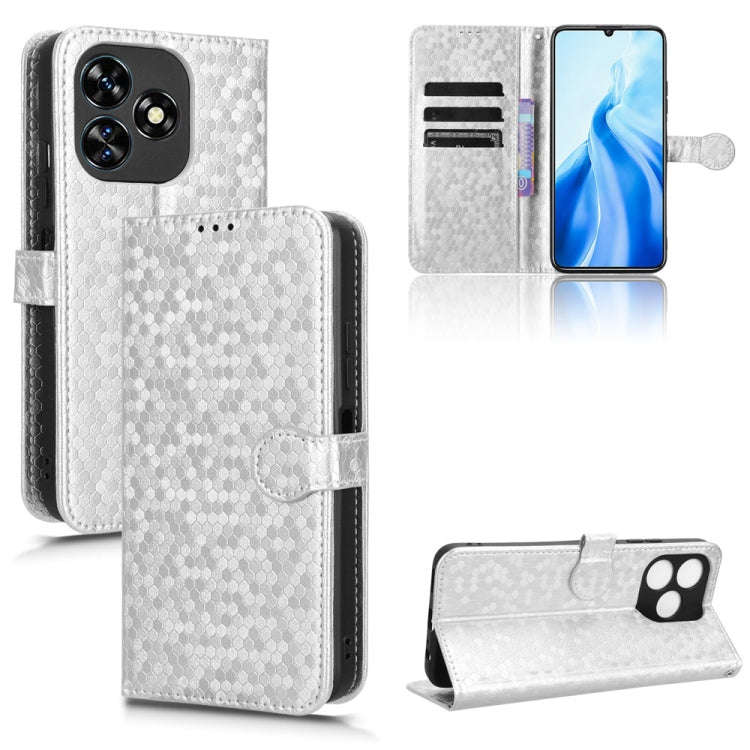 For Oukitel C51 Honeycomb Dot Texture Leather Phone Case(Silver)