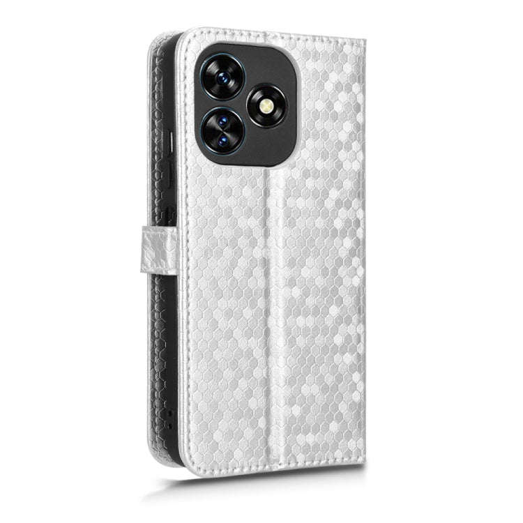 For Oukitel C51 Honeycomb Dot Texture Leather Phone Case(Silver)