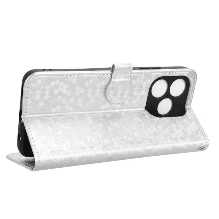 For Oukitel C51 Honeycomb Dot Texture Leather Phone Case(Silver)