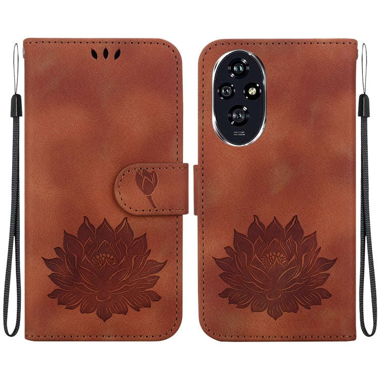 For Honor 200 Lotus Embossed Leather Phone Case(Brown)