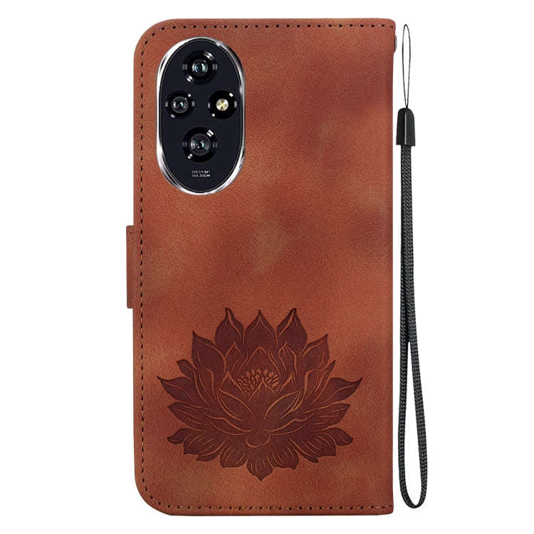 For Honor 200 Lotus Embossed Leather Phone Case(Brown)