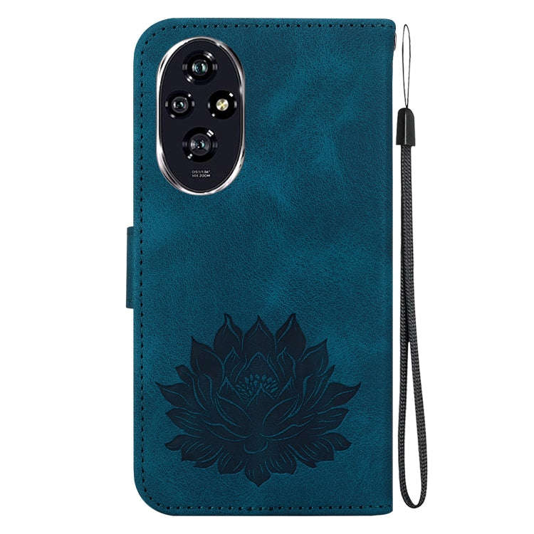 For Honor 200 Lotus Embossed Leather Phone Case(Dark Blue)