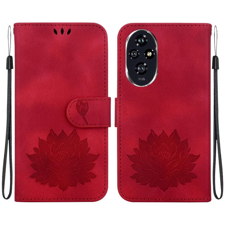 For Honor 200 Lotus Embossed Leather Phone Case(Red)