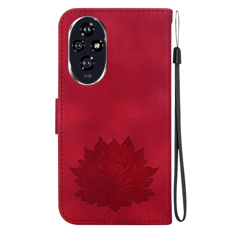 For Honor 200 Lotus Embossed Leather Phone Case(Red)