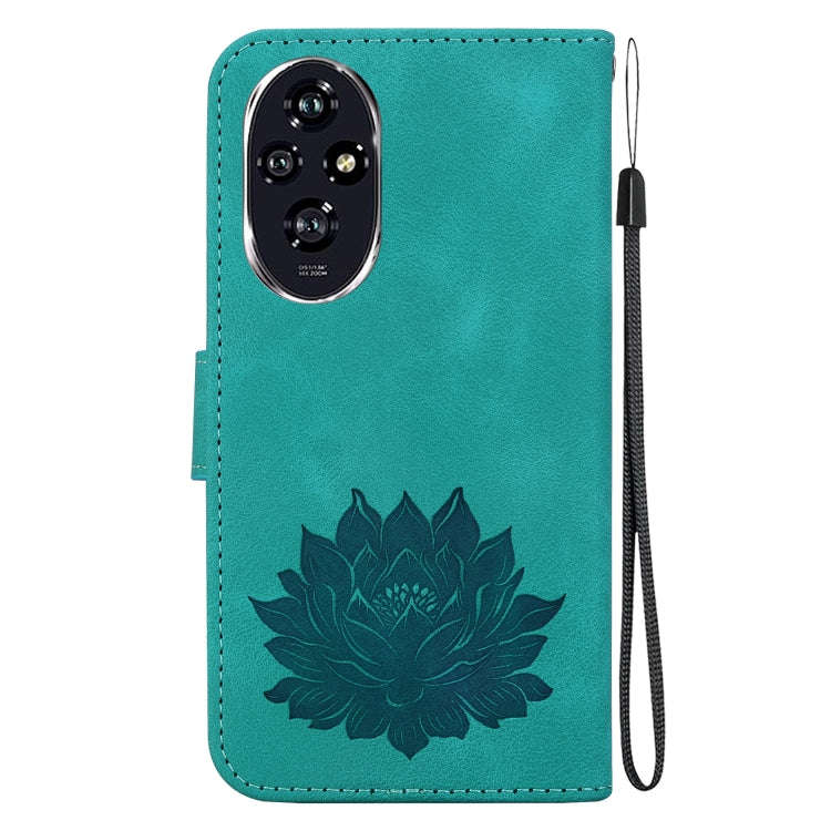 For Honor 200 Lotus Embossed Leather Phone Case(Green)