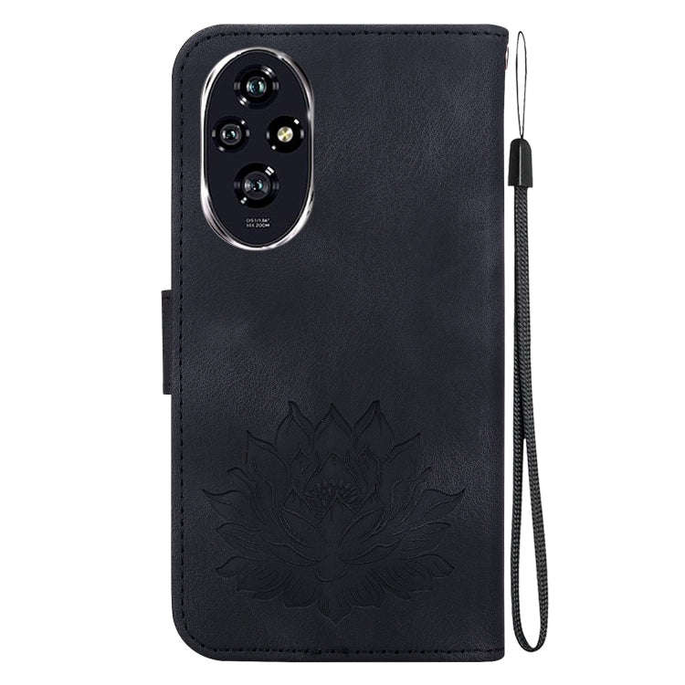 For Honor 200 Lotus Embossed Leather Phone Case(Black)