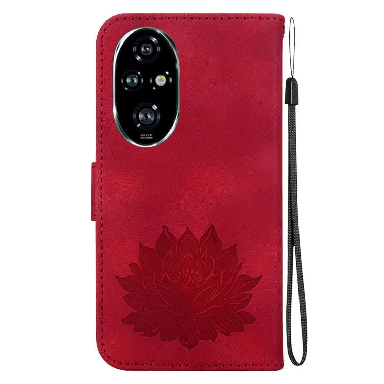 For Honor 200 Pro Lotus Embossed Leather Phone Case(Red)