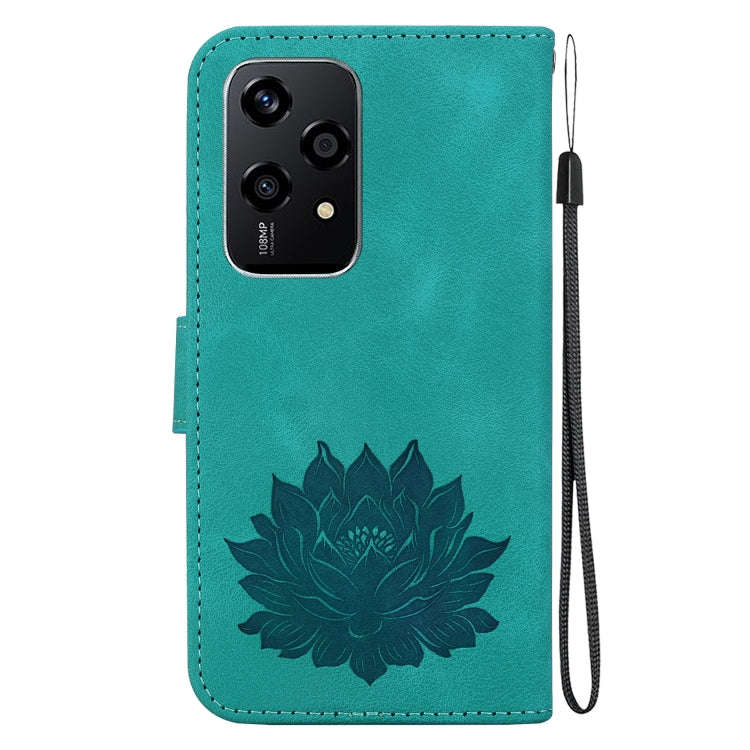 For Honor 200 Lite Global Lotus Embossed Leather Phone Case(Green)