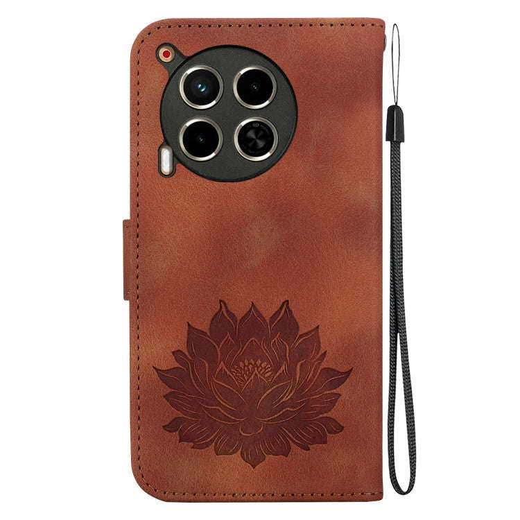 For Tecno Camon 30 4G / 5G Lotus Embossed Leather Phone Case(Brown)