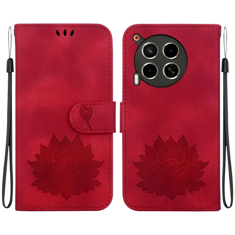 For Tecno Camon 30 4G / 5G Lotus Embossed Leather Phone Case(Red)