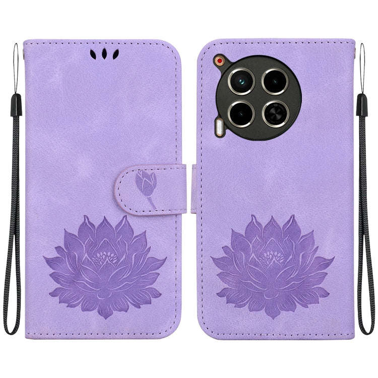 For Tecno Camon 30 4G / 5G Lotus Embossed Leather Phone Case(Purple)