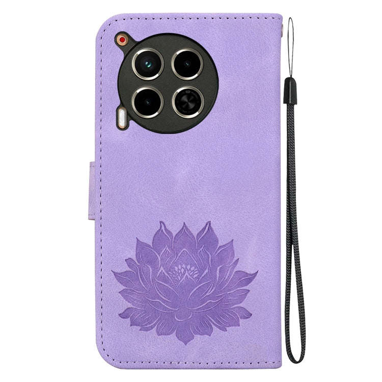 For Tecno Camon 30 4G / 5G Lotus Embossed Leather Phone Case(Purple)