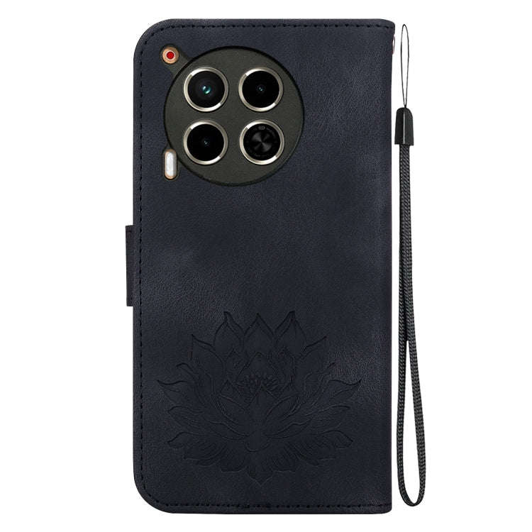 For Tecno Camon 30 4G / 5G Lotus Embossed Leather Phone Case(Black)