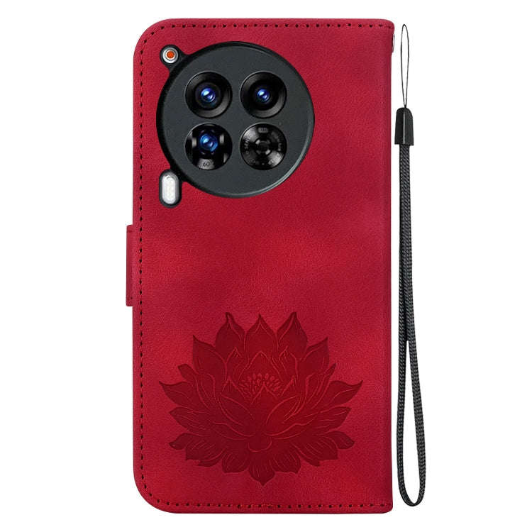 For Tecno Camon 30 Premier 5G Lotus Embossed Leather Phone Case(Red)