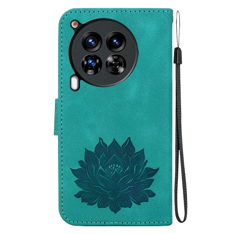 For Tecno Camon 30 Premier 5G Lotus Embossed Leather Phone Case(Green)