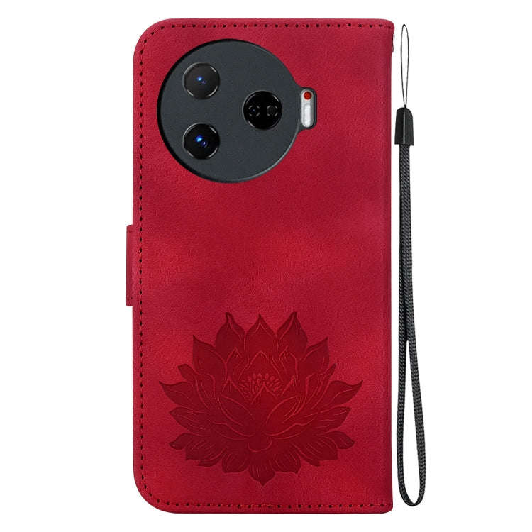 For Tecno Camon 30 Pro Lotus Embossed Leather Phone Case(Red)