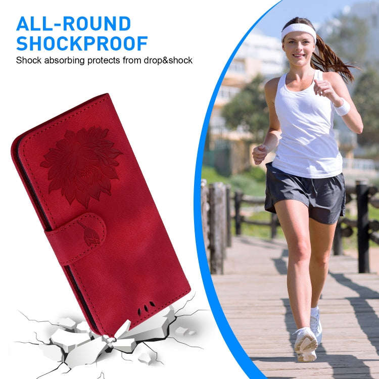 For Tecno Camon 30 Pro Lotus Embossed Leather Phone Case(Red)