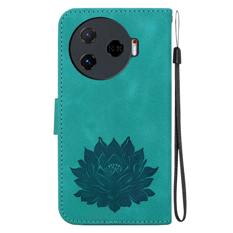 For Tecno Camon 30 Pro Lotus Embossed Leather Phone Case(Green)
