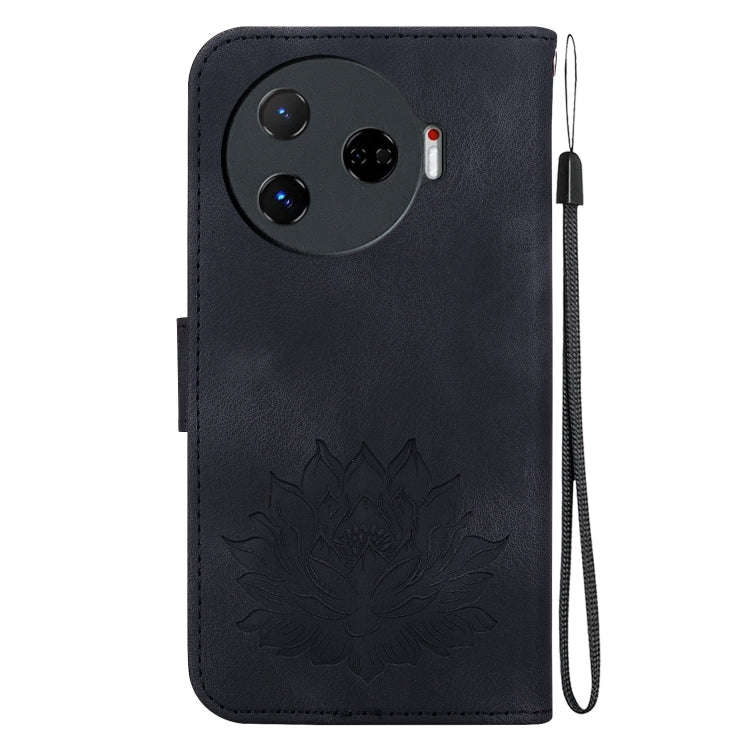 For Tecno Camon 30 Pro Lotus Embossed Leather Phone Case(Black)