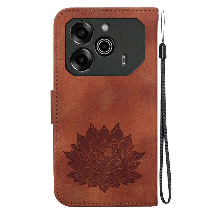 For Tecno Pova 6 / Pova 6 Pro Lotus Embossed Leather Phone Case(Brown)